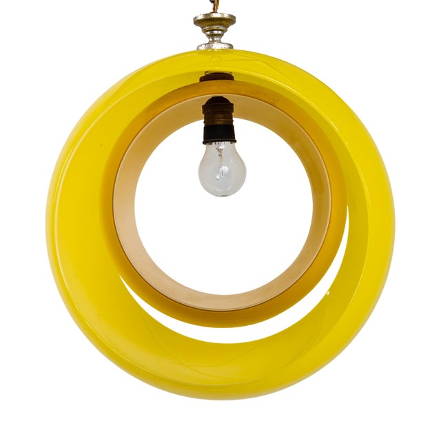 Yellow Eclisse Hanging Lamp by Nason for Mazzega For Sale