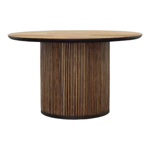 Round Teak Slat Dining Table