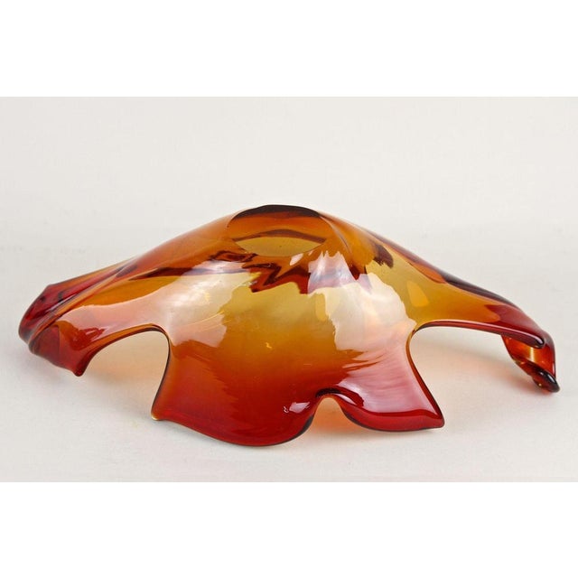 Mid-Century Murano Glass Bowl in Amber, Orange, and Red Tones, Italy, 1960s For Sale - Image 18 of 18