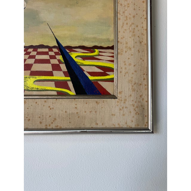 1977 E. J. Troy Surrealist-Style Oil on Canvas Painting, Framed For Sale - Image 9 of 11