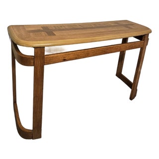 Mid 20th Century Howard Style Rounded Mission Oak Curved Console Table For Sale