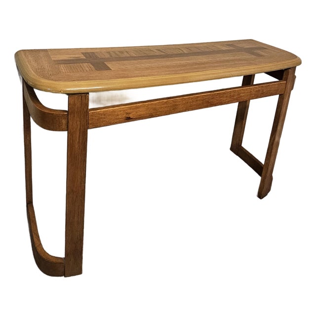 Mid 20th Century Howard Style Rounded Mission Oak Curved Console Table For Sale