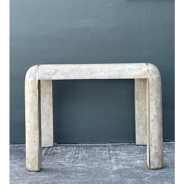 Vintage Boho Tessellated Stone and Brass Inlay Game Table For Sale - Image 11 of 12