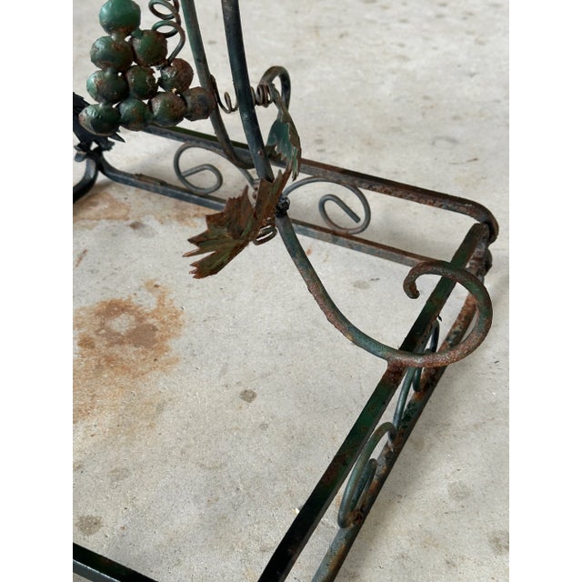 Mid 20th Century Pair of Antique French Wrought Iron Garden Urn Planters With Grapevine Motif For Sale - Image 5 of 12