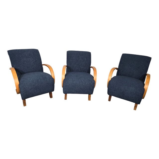 Lounge Chairs by Jindrich Halabala, 1940s, Set of 3 For Sale