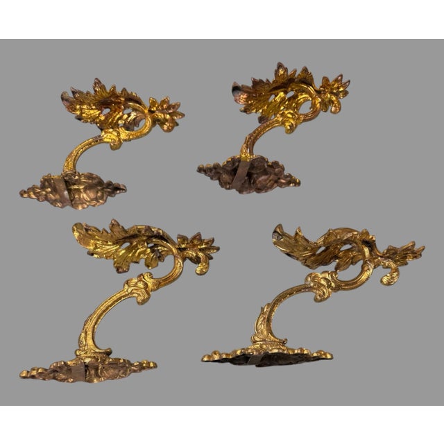 Early 20th Century Set of 4 Ornate Antique Victorian Gilt Cast Metal Curtain Tiebacks For Sale - Image 5 of 10