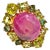 Bochic “Orient” Star Ruby & Green Perridot Cocktail Ring 18K Gold & Silver, Size 5 For Sale