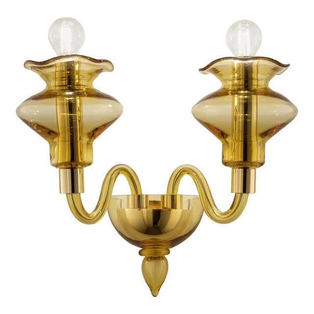Contemporary Linear Modern Amber Murano Glass Wall Sconce by Simoeng for Simoeng For Sale - Image 3 of 5