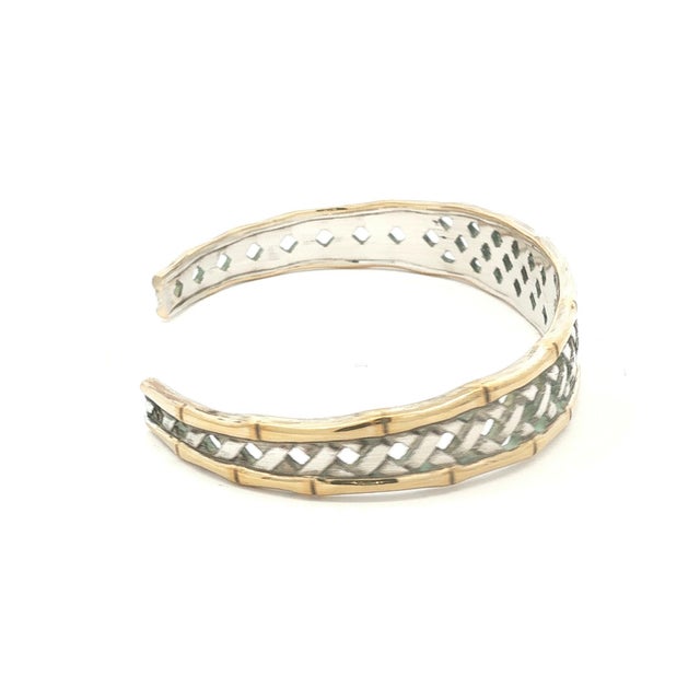 Late 20th Century Vintage International Sterling and Gold-Plated Basket Weave Cuff Bracelet For Sale - Image 5 of 5