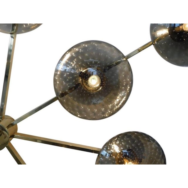 21st Century Dieci Polished Brass Smoky Bubbles Murano Flush Mount by Fabio LTD For Sale - Image 6 of 6