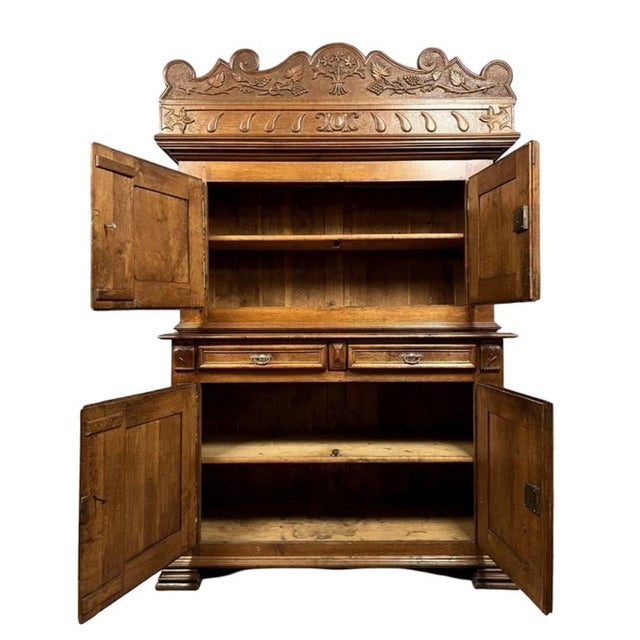 Renaissance Style Montbéliard Four-Door Cabinet in Oak For Sale - Image 3 of 8