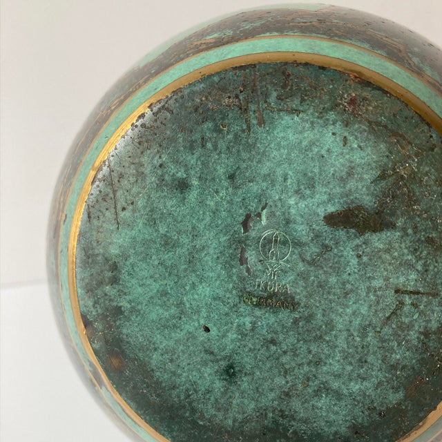 Metal WMF Ikora Green Patinated Metal Rounded Vase With Trees, 1930s For Sale - Image 7 of 9