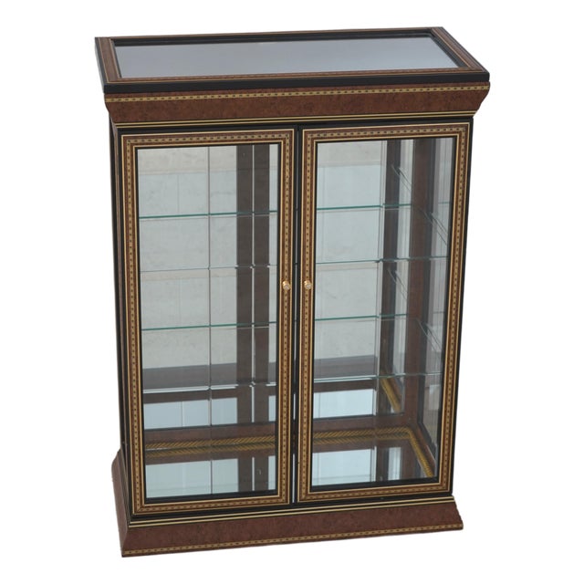 Italian 2 Door Etched Glass Decorated Curio Display Cabinet For Sale