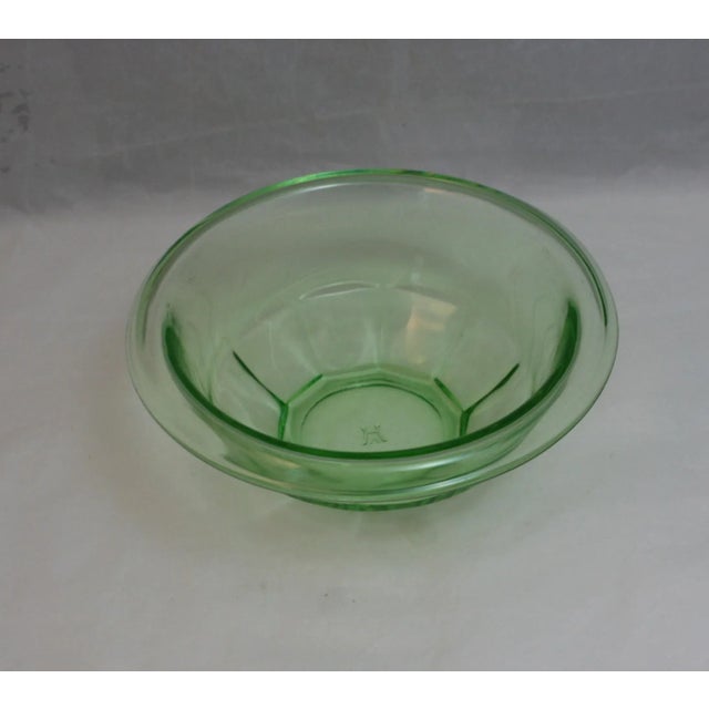 1930s Early 20th Century Hazel Atlas Rest-Well Green Uranium Depression Glass Round Mixing Bowl For Sale - Image 5 of 7