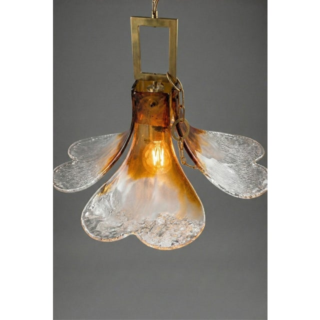 Carlo Nason Vintage Mid-Century Modern Italian Floreal Glass Tulip Chandelier For Sale - Image 4 of 9