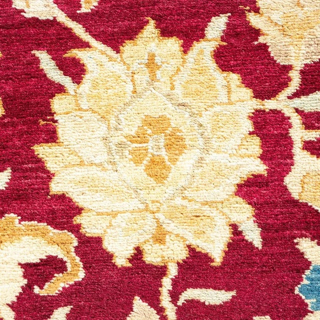 Traditional Mogul Collection Hand-Knotted Area Rug - Red 6' 1" x 9' 1" For Sale - Image 3 of 4