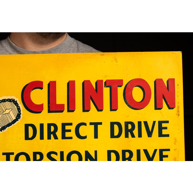 Metal Vintage Clinton Chainsaws Flange Advertising Sign For Sale - Image 7 of 9