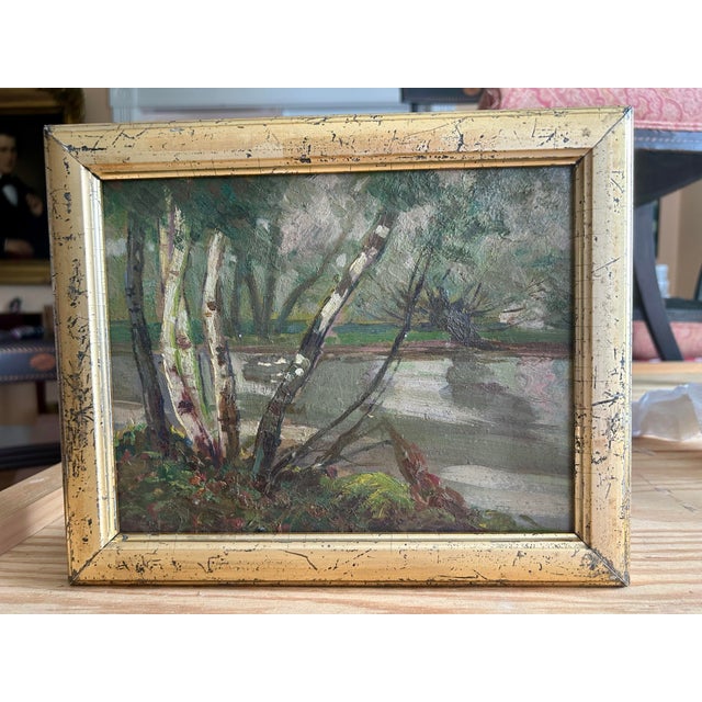 Mid 20th Century Mid 20th Century Diminutive Framed Landscape Oil Painting For Sale - Image 5 of 10
