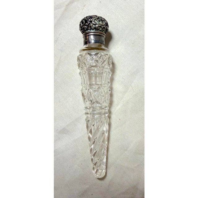 Art Nouveau Antique 19th Century Unger Brothers Sterling Silver Cut Crystal Perfume Bottle For Sale - Image 3 of 12