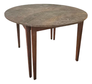 Provincial Half Moon Tables with Marbled Table Tops, Sweden, 1860s, Set of 2