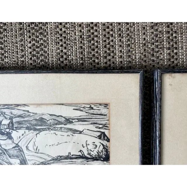 Original Early Mid Century Landscape Ink Drawings by Listed Artist Hesill Boultbee - Signed For Sale - Image 10 of 15