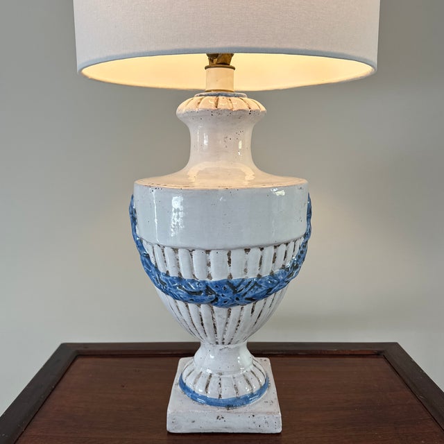 Vintage Rustic French Terracotta Urn Table Lamp With Swag Motif - 19” For Sale In Chicago - Image 6 of 12