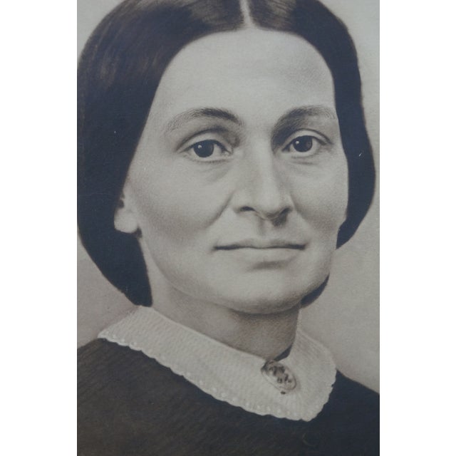 Antique Victorian Enhanced Oval Family Portraits Great Grandmother 17" - Set of 2 For Sale - Image 4 of 11