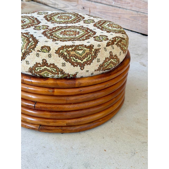 Brown Vintage Stacked Rattan Ottoman in the Manner of Paul Frankl For Sale - Image 8 of 11
