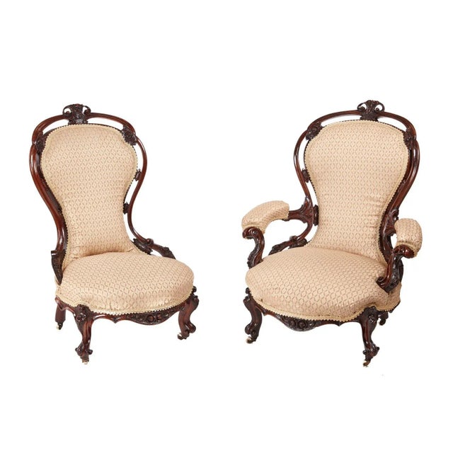 Set of Victorian Carved Walnut Chairs For Sale - Image 14 of 14