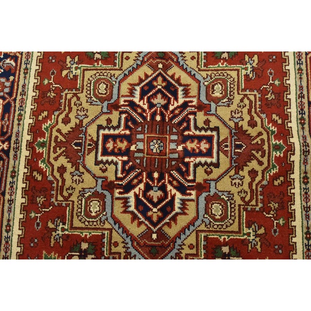 2020s Serapi Rug 4’11” X 8’3” Red Wool Tribal Hand-Knotted Oriental Carpet For Sale - Image 5 of 12