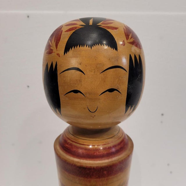 Beige Traditional Kokeshi Doll inn Polychrome Wood, 1940s For Sale - Image 8 of 18