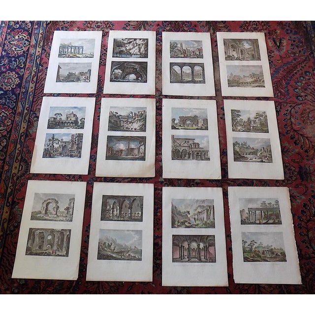 Blue Authentic Antique Early 19th Century Copperplate Engraved Views of Italian & Greek Landscapes, Cityscapes & Ruins - Set of 12 For Sale - Image 8 of 9