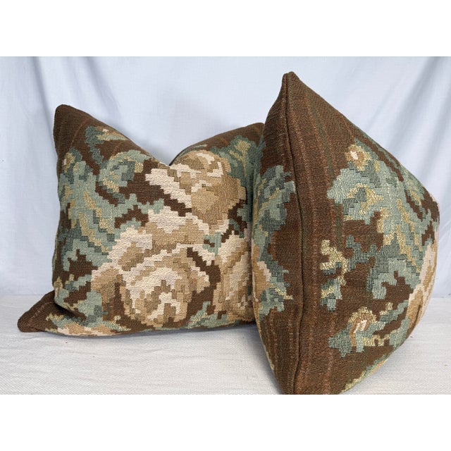 Transitional Floral Tapestry 22” Pillows-a Pair For Sale - Image 3 of 3