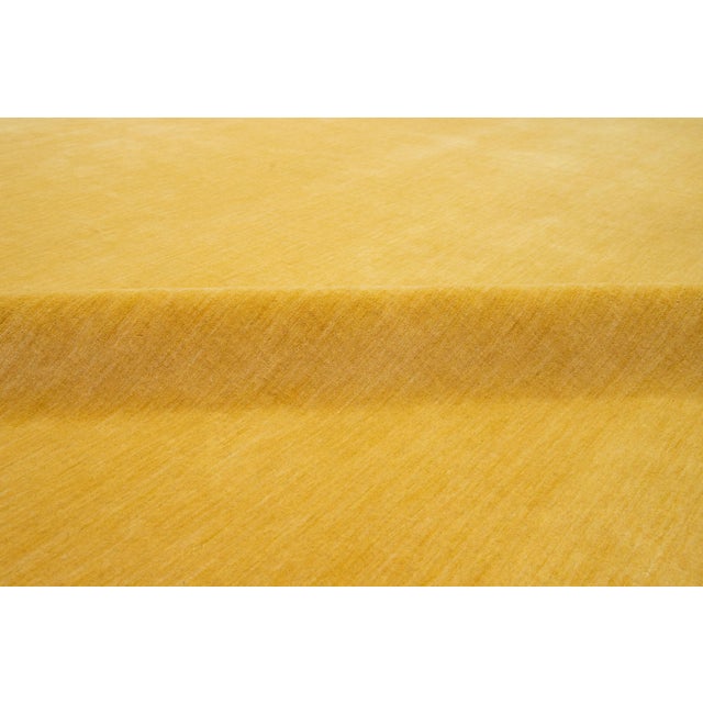Apadana's Modern Handmade Gabbeh Plush Wool Rug in Yellow For Sale - Image 10 of 11