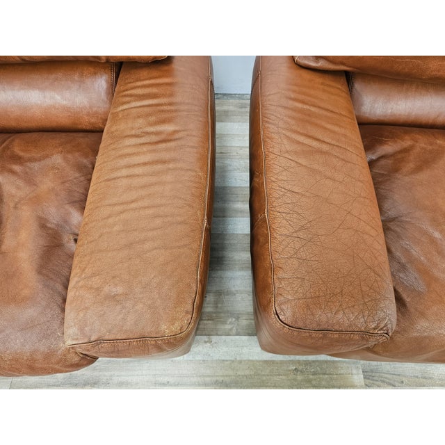 Osaka Brown Leather Armchairs by Moroso, 1980, Set of 2 For Sale - Image 9 of 18
