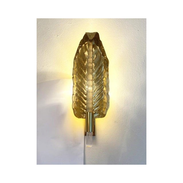 Gold Leaf Murano Glass Wall Sconces by Simoeng, Set of 2 For Sale - Image 4 of 14