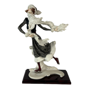 1980s Giuseppe Armani Signed Italian Sculpture “Skating Girl -Winter”