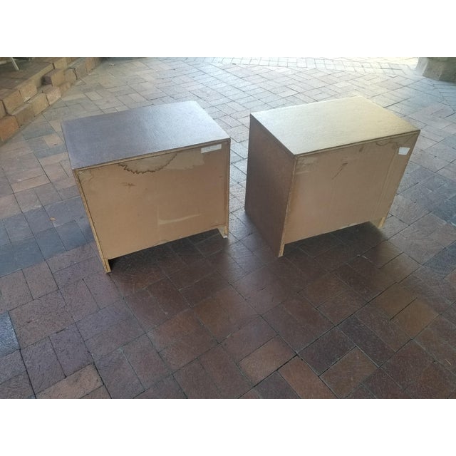 Chestnut 1970s Rare Pair of Cork and Brass Nightstands For Sale - Image 8 of 13