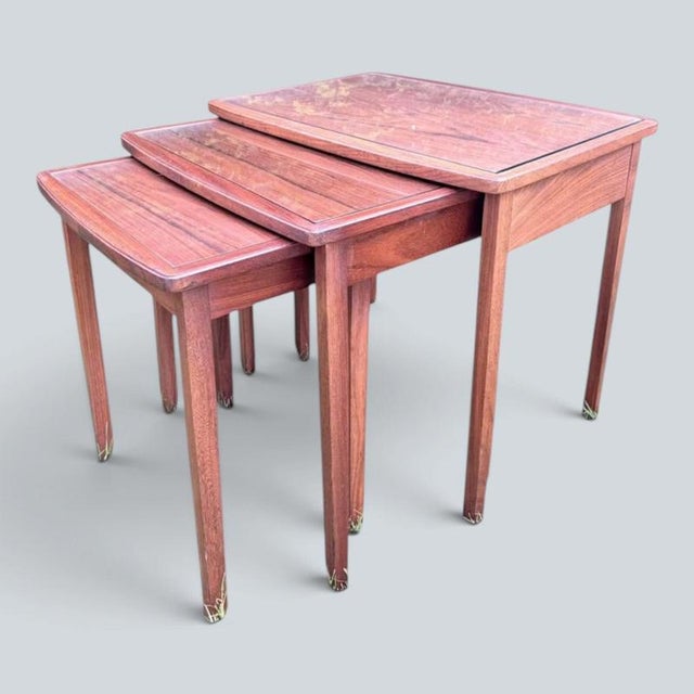 Brown Vintage Teak Nesting Tables by Richard Hornby, 1960s, Set of 3 For Sale - Image 8 of 9