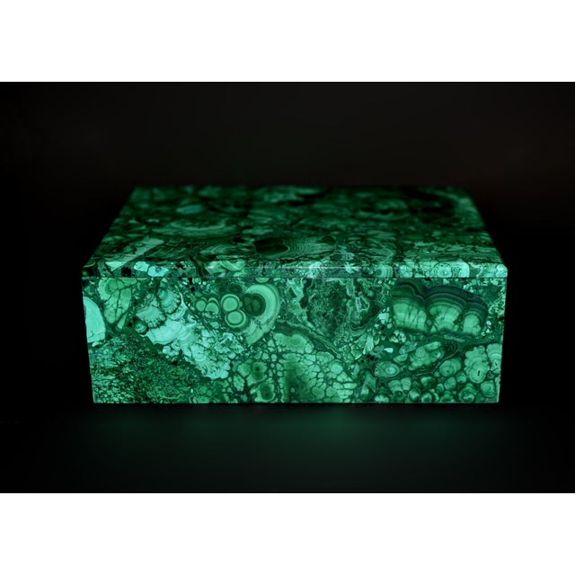 Modern Late 20th Century Jumbo Malachite Box 8" For Sale - Image 3 of 9