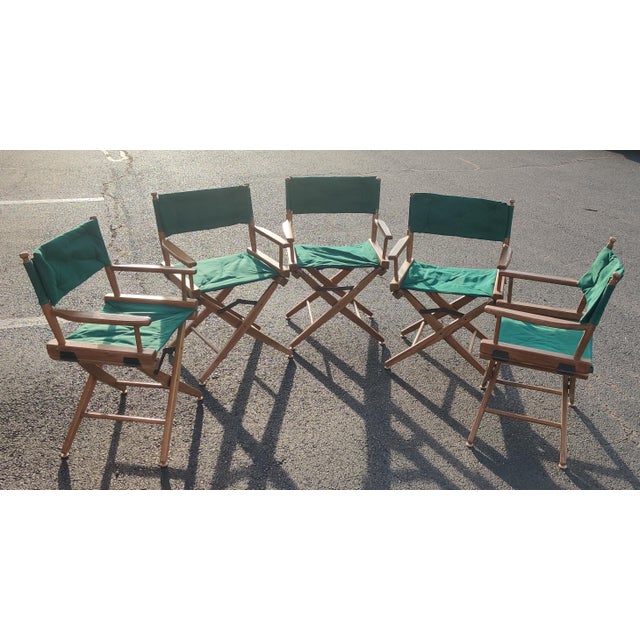 Wood 1990s Set of Five Vintage Folding Director's Chairs For Sale - Image 7 of 7