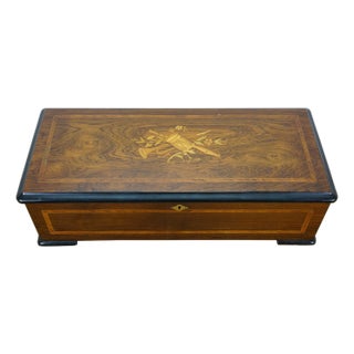 Antique Swiss Langdorff & Fils 8 Tune Niut Airs Marquetry Music Box For Sale