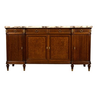 Late 19th Century French Louis XVI Oak & Marble Sideboard by Haentges Freres For Sale
