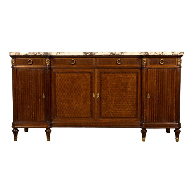 Late 19th Century French Louis XVI Oak & Marble Sideboard by Haentges Freres For Sale