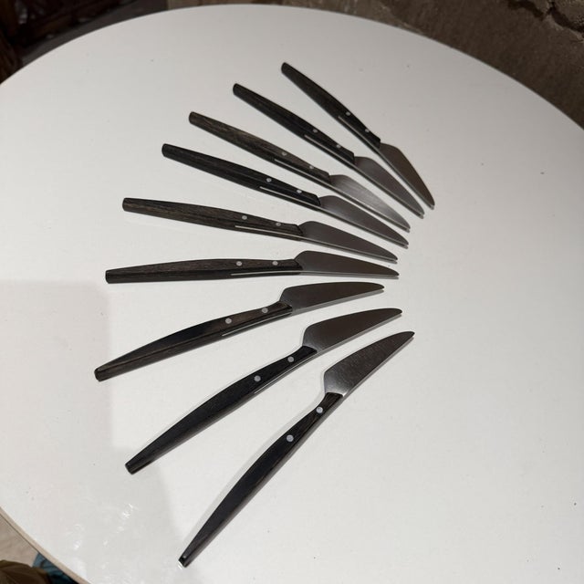 Wood Mac De Luxe Series Steak Knives Mid-Century Japan Stainless Steel Wood For Sale - Image 7 of 10