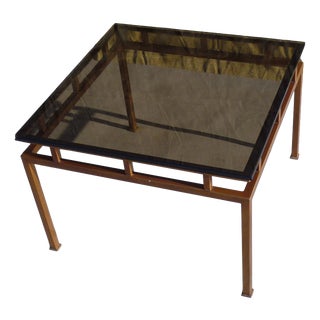 Vintage Smoked Glass Side Table, 1980s For Sale