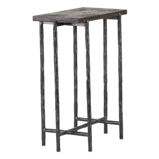 Modern Grey Smoke Slate Side Table 16" For Sale