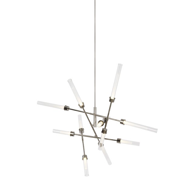 Contemporary Visual Comfort Modern Linger 12-Light Abstract Chandelier LED Polished Nickel For Sale - Image 3 of 3