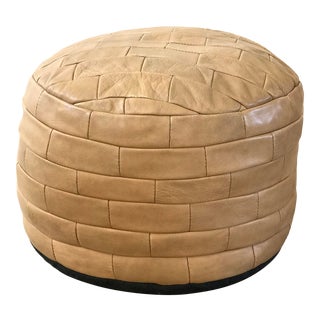 Mid Century De Sede Leather Pouf For Sale