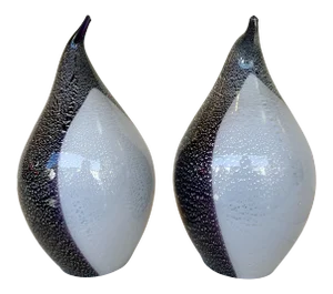 1980s Penguin Murano Glass Lamps, Italy - a Pair EU Wired